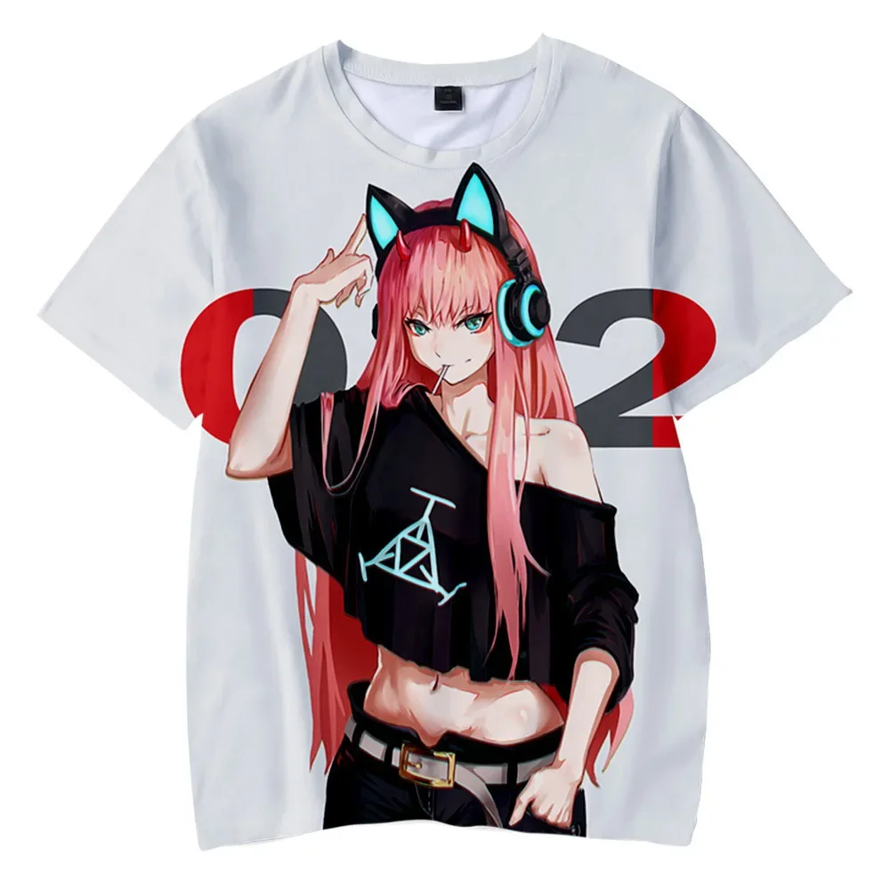

Новые футболки с аниме Girl Zero Two 3D принтом, уличная одежда для мужчин и женщин, модные большие размеры, детские топы в стиле Харадзюку
