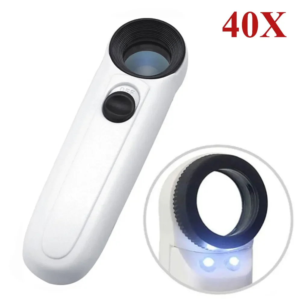 21mm 40X Illuminated Handheld Magnifier LED Light Magnifying Glass Jewelry Loupe Eye Lens Watch Repair Tool For Circuit Boards