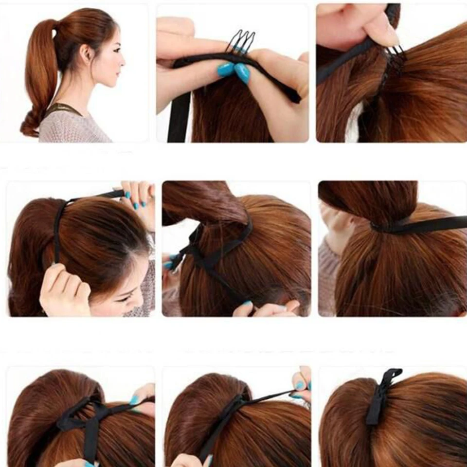 SHANGKE-coleta sintética para mujer, extensión de cabello ondulado largo, Clip en cola de caballo, envoltura alrededor, fibra resistente al calor,