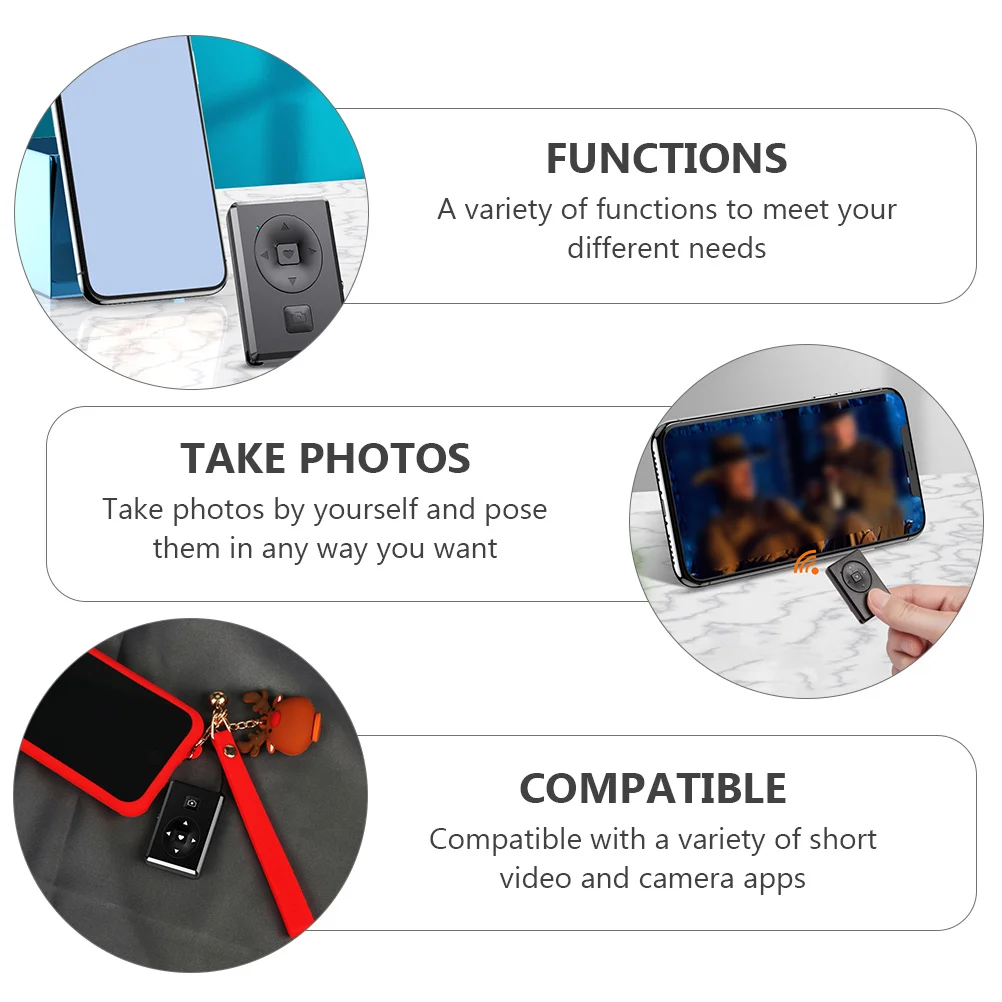 

Selfie Shutter Remote Wireless Clicker For Phone Camera Control Time Delay Left Right Page Turning Compatible With