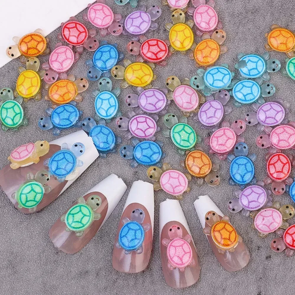 20/40/100PCS 3D Luminous Cartoon Little Turtle Turtle Nail Accessories Resin Y2K Mix-Color Glow in The Dark Turtle Manicure DIY