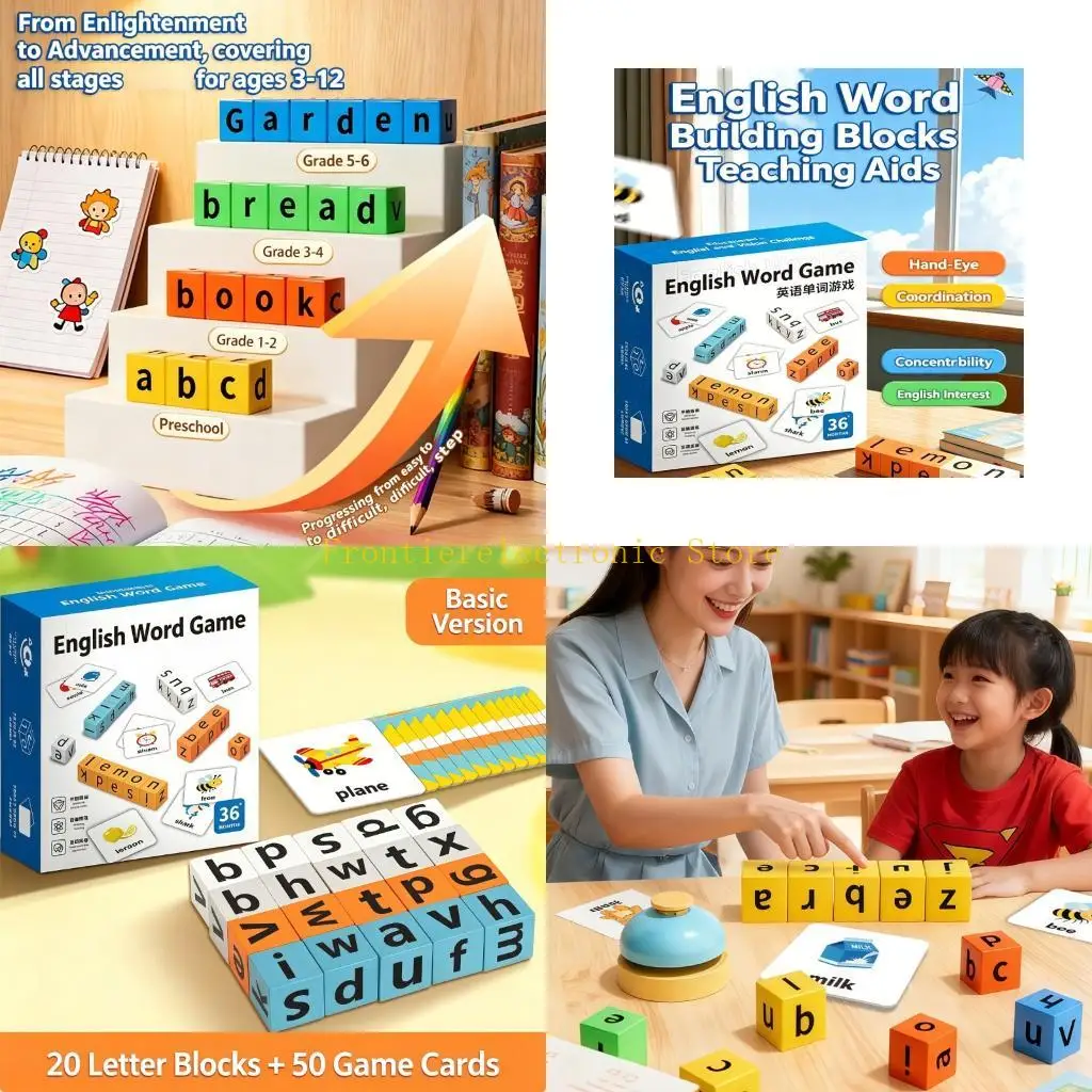 G8DB Wooden Letter Building Blocks 25mm Big Size Spelling Challenge Learning Toy for Children