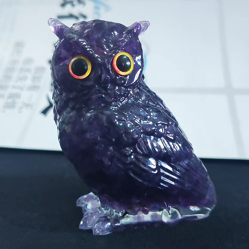

Owl Home Decoration Crystal Broken Stone Small Animal Ornaments Resin Handicrafts Office Living Room Decoration Ornaments