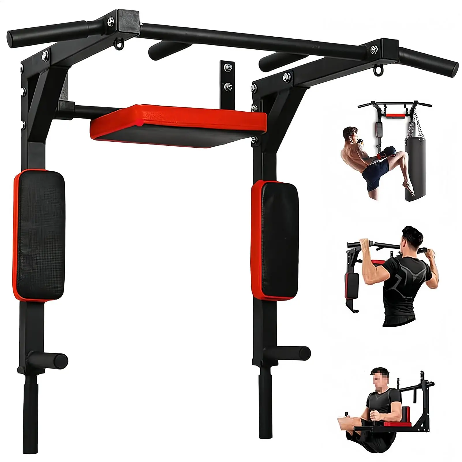 Wall-Mounted Pull-up Bar Fitness Horizontal Bar Multifunctional Dip Station With Eyelets 200kg Capacity Upper For Gym Accessory view 2