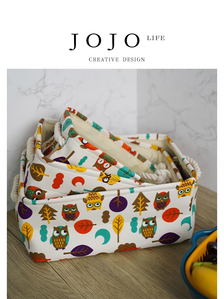 

Cartoon Style Desktop Storage Basket Toy Organizer Box Home Use Fabric Basket with Wheels Dust Cover Long Rectangle Shape