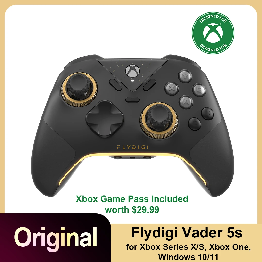 

Проводной контроллер FLYDIGI VADER 5S для Xbox Series X | S, Xbox One, Windows 10/11, регулируемые джойстики FORCEFLEX с изменяемым натяжением