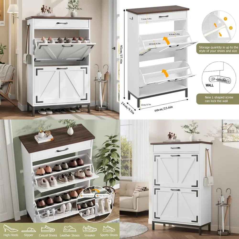 

Freestanding Shoe Storage Cabinet with 3 Drawers for Entryway Organization