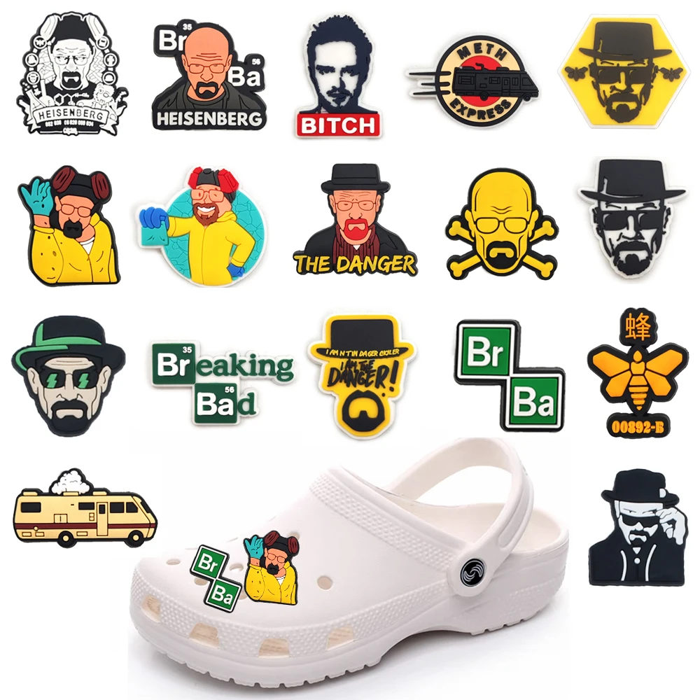 Classic Hot TV Series Breaking Bad PVC Shoe Charms Sandals Shoes Decorations Accessories for Clog Garden Buckle Boys Party Gifts