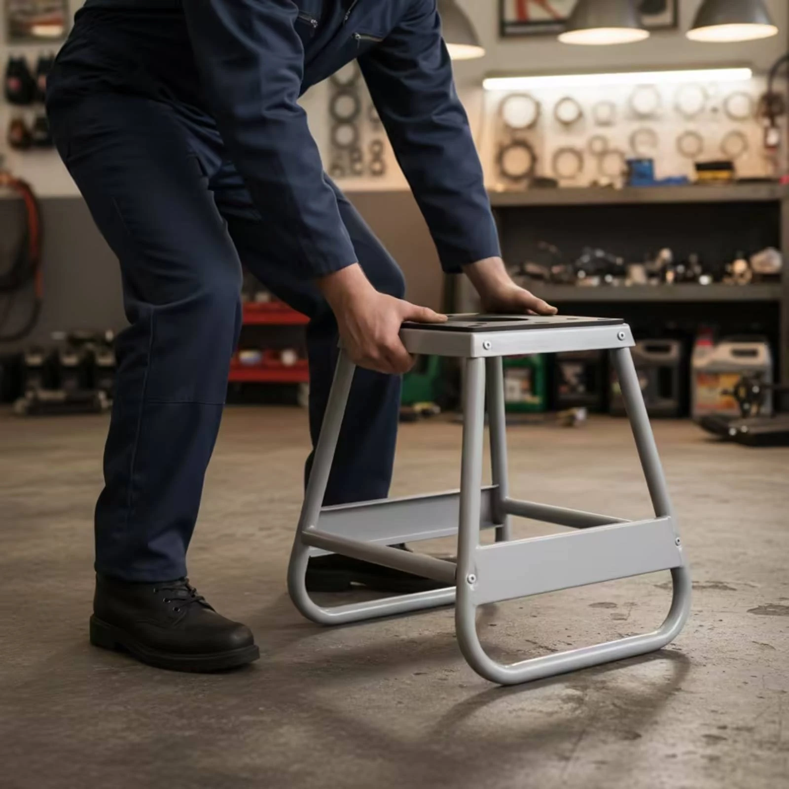 Low-profile Motorcycle Repair Stand Heavy-duty Stable Support with Center Opening for Bike Maintenance