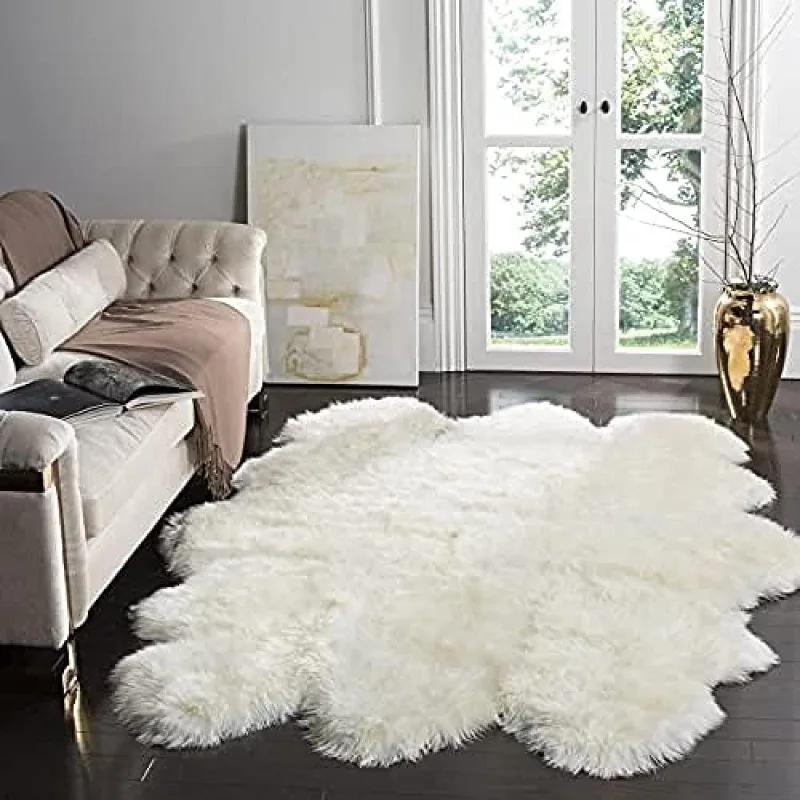 Sheepskin Collection Handmade Rustic Gorgeous Genuine Leather 3.4 Inch Extra Thick Area Rug for Bedroom Living Room