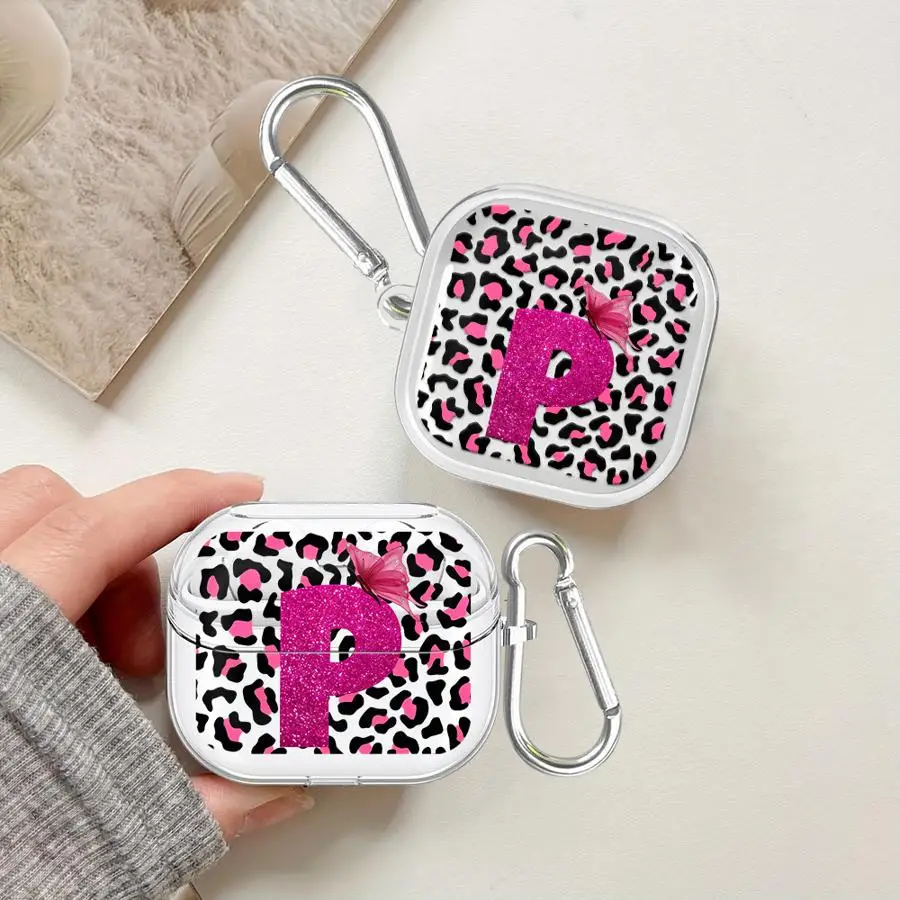 Clear Earphone Cases Cover With Hook Case For Samsung Galaxy Buds Live 4Pro 3Pro 3 FE 2 2Pro 4 Pro Creative Letter P