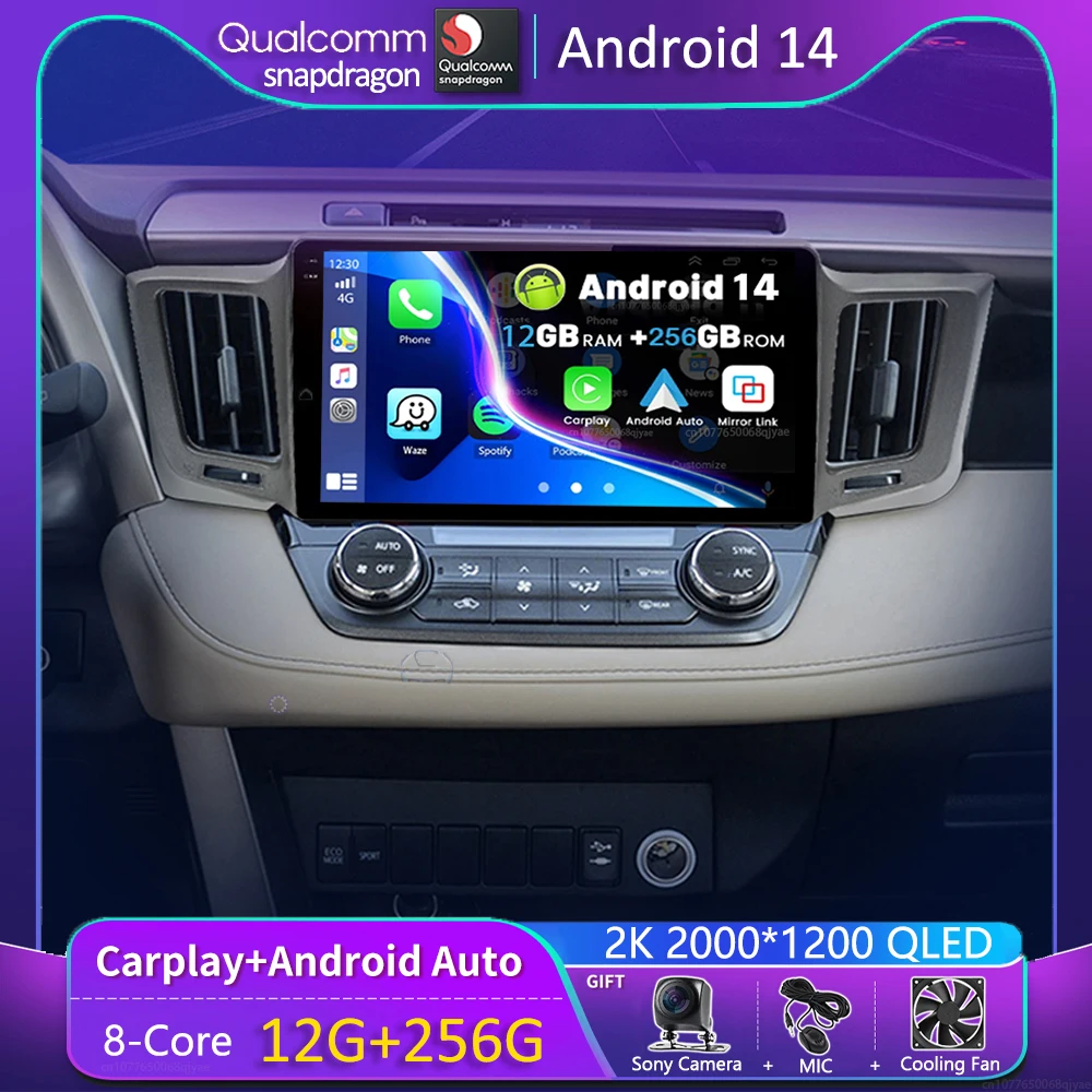 

Android 14 Carplay Car Radio For Toyota RAV4 4 XA40 5 XA50 2012 - 2018 Navigation Multimedia GPS Player Stereo WiFi+4G video DSP