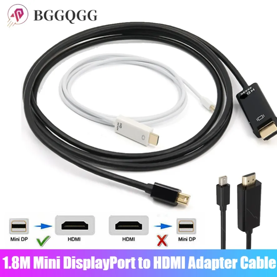 Mini DP to HDMI-compatible Cable Adapter 1.8m DisplayPort to HDMI-compatible Cable for Laptop Projector Apple Mac Macbook Pro