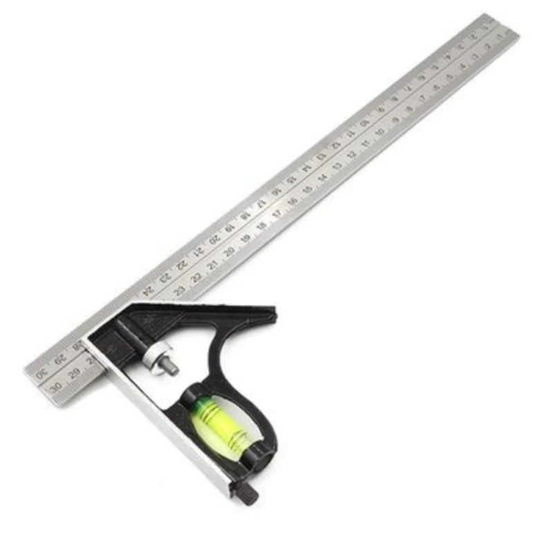 2Pcs/Set 18-25.5CM 10 Inch Aluminum Alloy 1pc Triangle Angle 1pc Ruler Oblong Shape Protractor Measuring Ruler Woodworking Tool