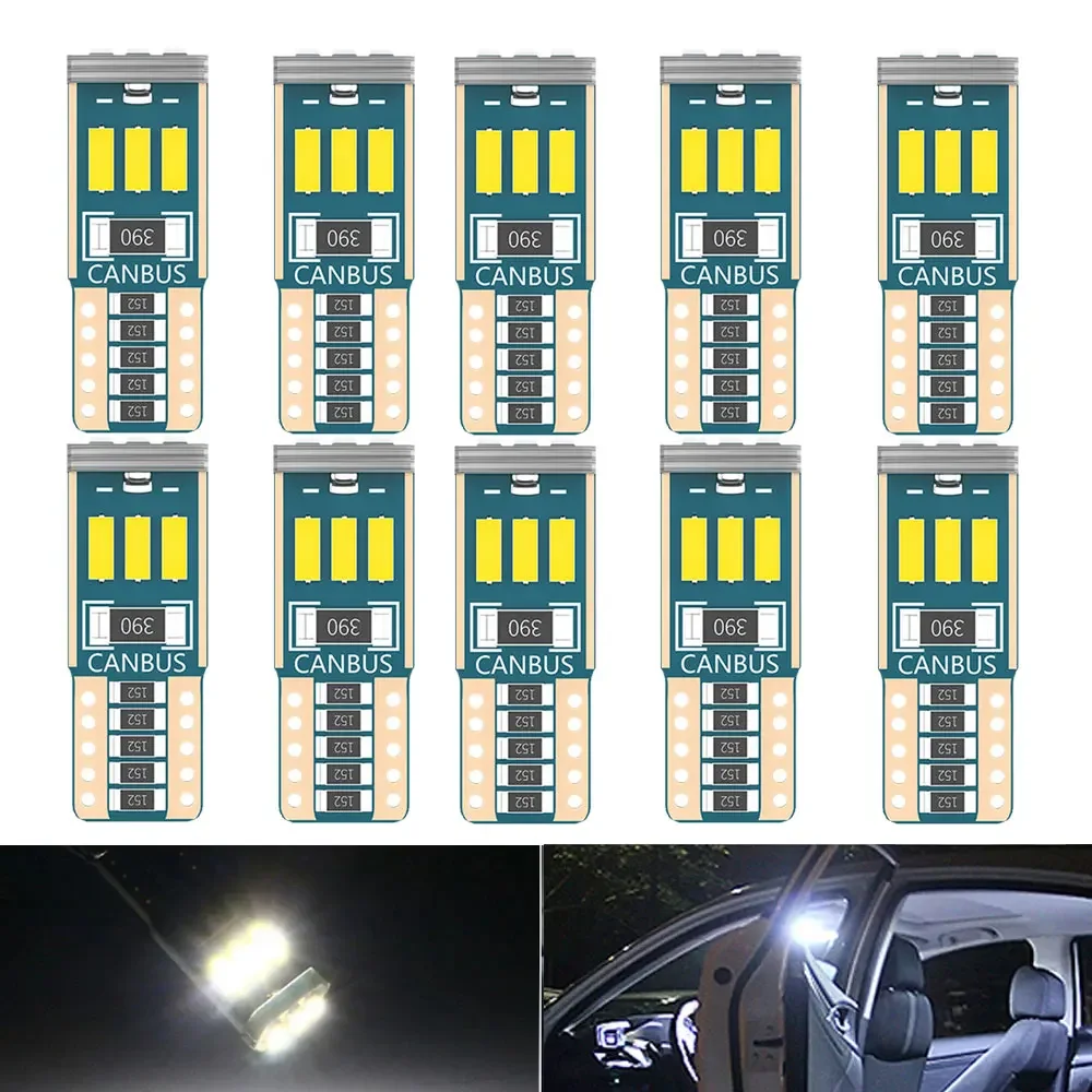 

10X W5W T10 LED Bulbs Canbus 9-SMD 12V 6000K White 194 168 Car Interior Dome License Plate Parking Lights Auto Signal Lamp