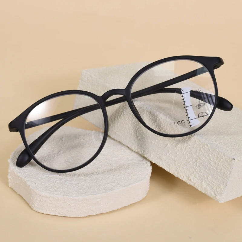 Black Frame Round Progressive Reading Glasses Women Far and near dual-use Sun multi-focus Presbyopia Eyewear Anti-Blue Ray +175
