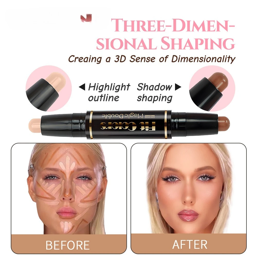 هايلايتر وخافي عيوب البشرة مزدوج الأطراف 2 في 1 لنحت الأنف ووضع الوجه، سهل الاستخدام للارتداء طوال اليوم #3