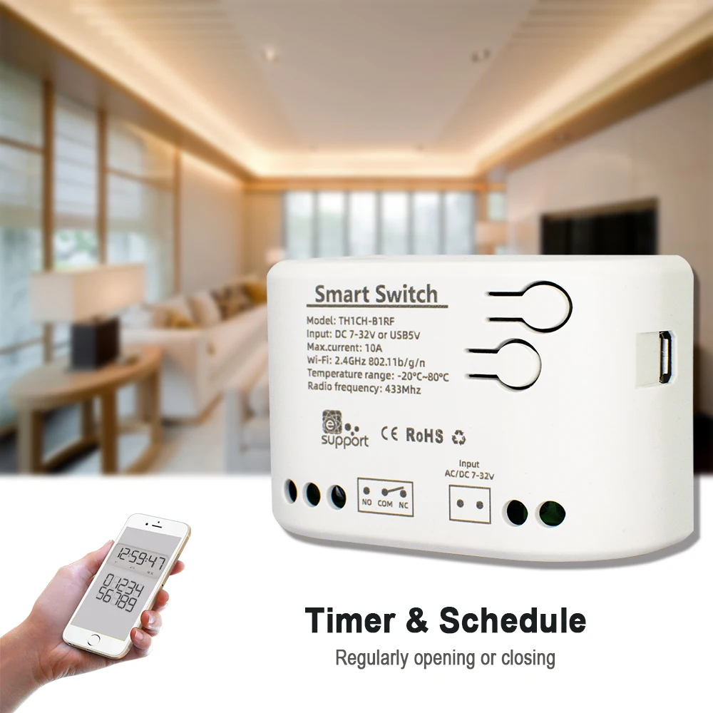 WiFi Smart Temperature Humidity Sensor Monitor Switch Smart Home eWelink Control Works with Alexa Google Home