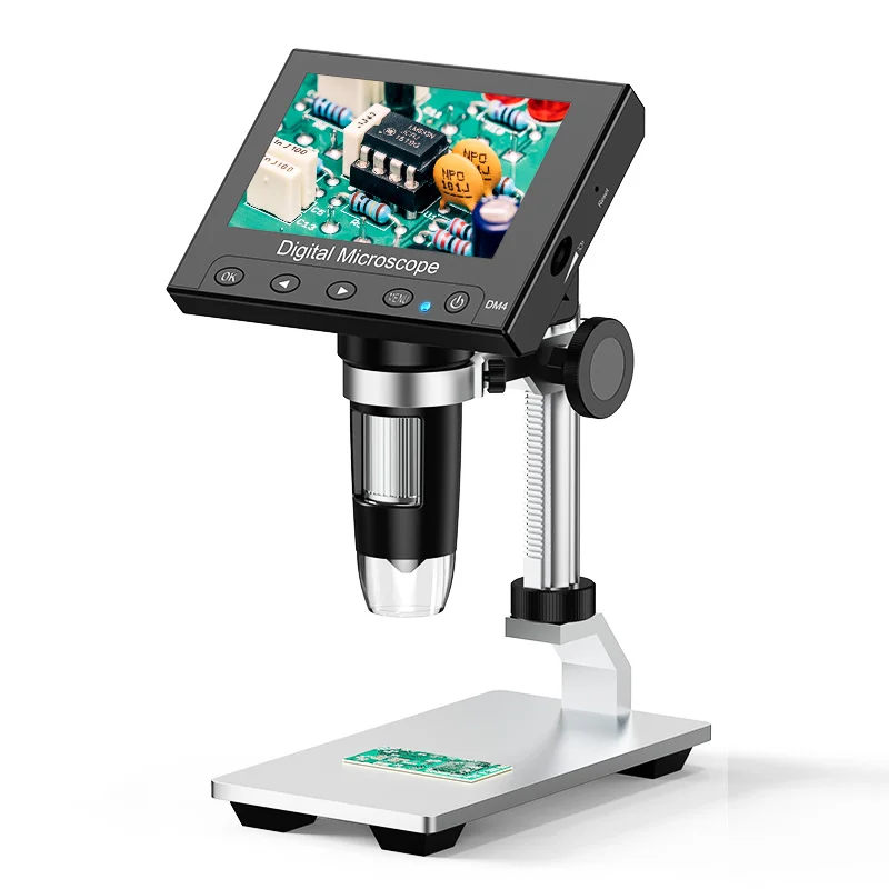 4.3inch LCD Digital Microscope with 8Leds 1000X Magnification Coin Microscope for Adults  P Soldering Microscope,PC View( DM4)