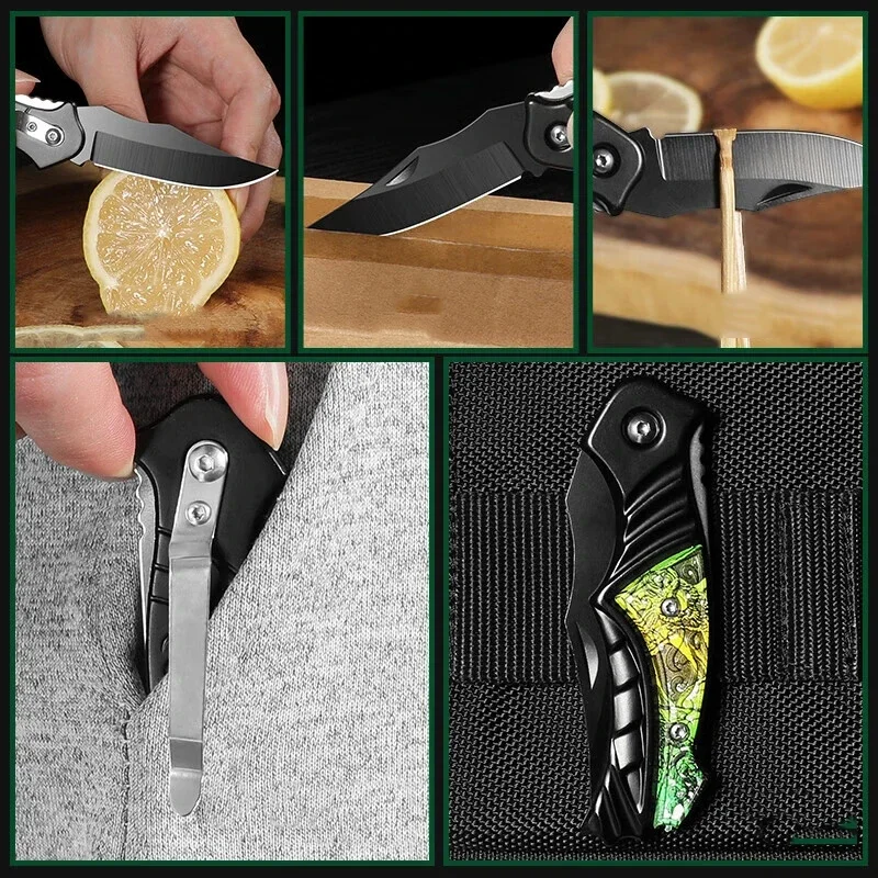 Exquisite sharp fruit knife, outdoor tactical self-defense knife,wilderness camping barbecue multi-functional rope cutting knife