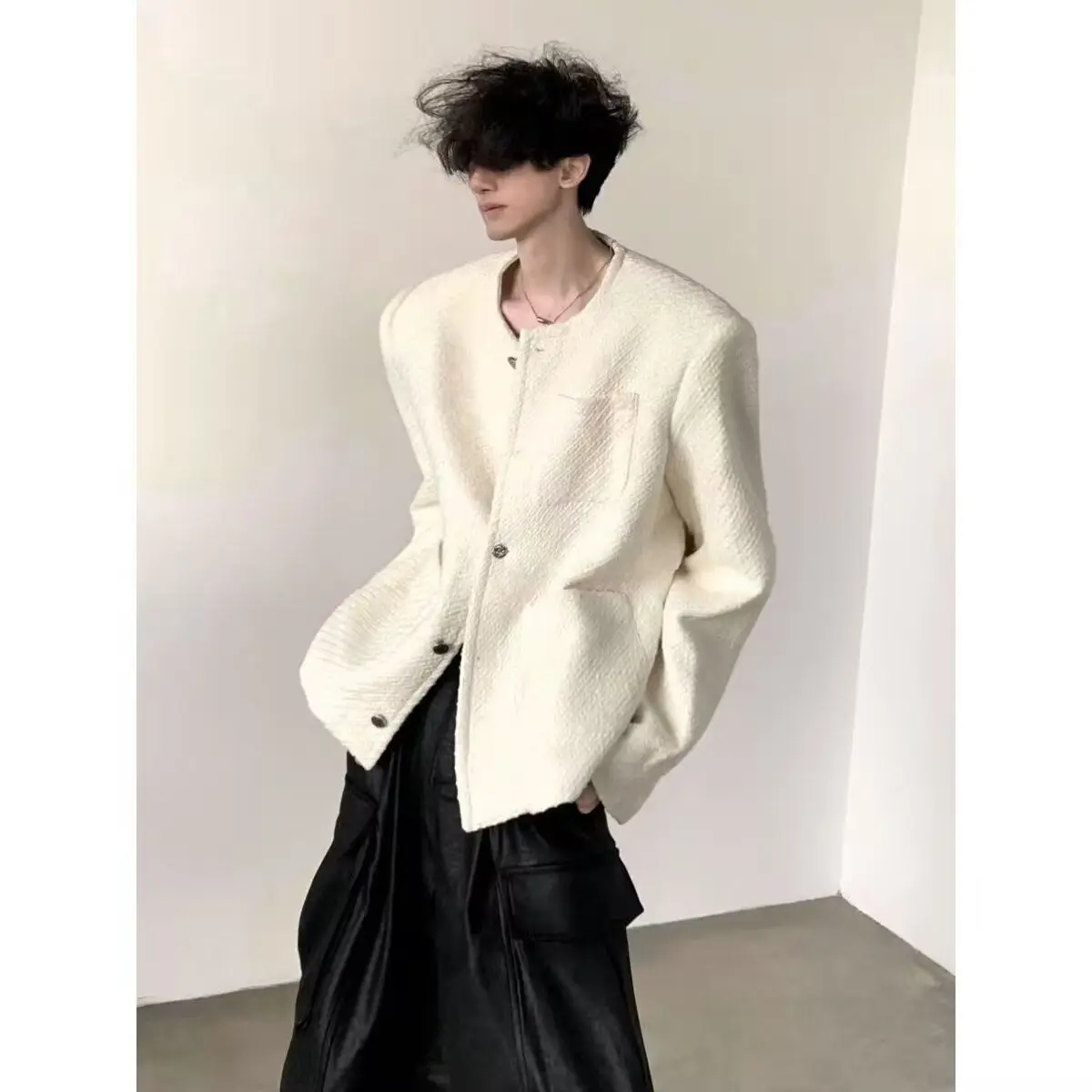 

Loose Men's Jaet 2024 Spring Autumn Street Sle Harajuku Trendy Outerwear High Street Faion Korean Version Cuffed Sve