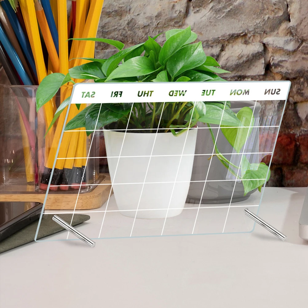 1 set Acrylic Memo Board 7cm Nails 6 Pens Clear Desk Sturdy Smooth Practical Writing Pad Dry Erase Transparent Tabletop Note