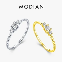 MODIAN Radiant Clear CZ Pure 925 Sterling Silver Classic Finger Ring For Women Winter Christmas Gift Engagement Jewelry Anel