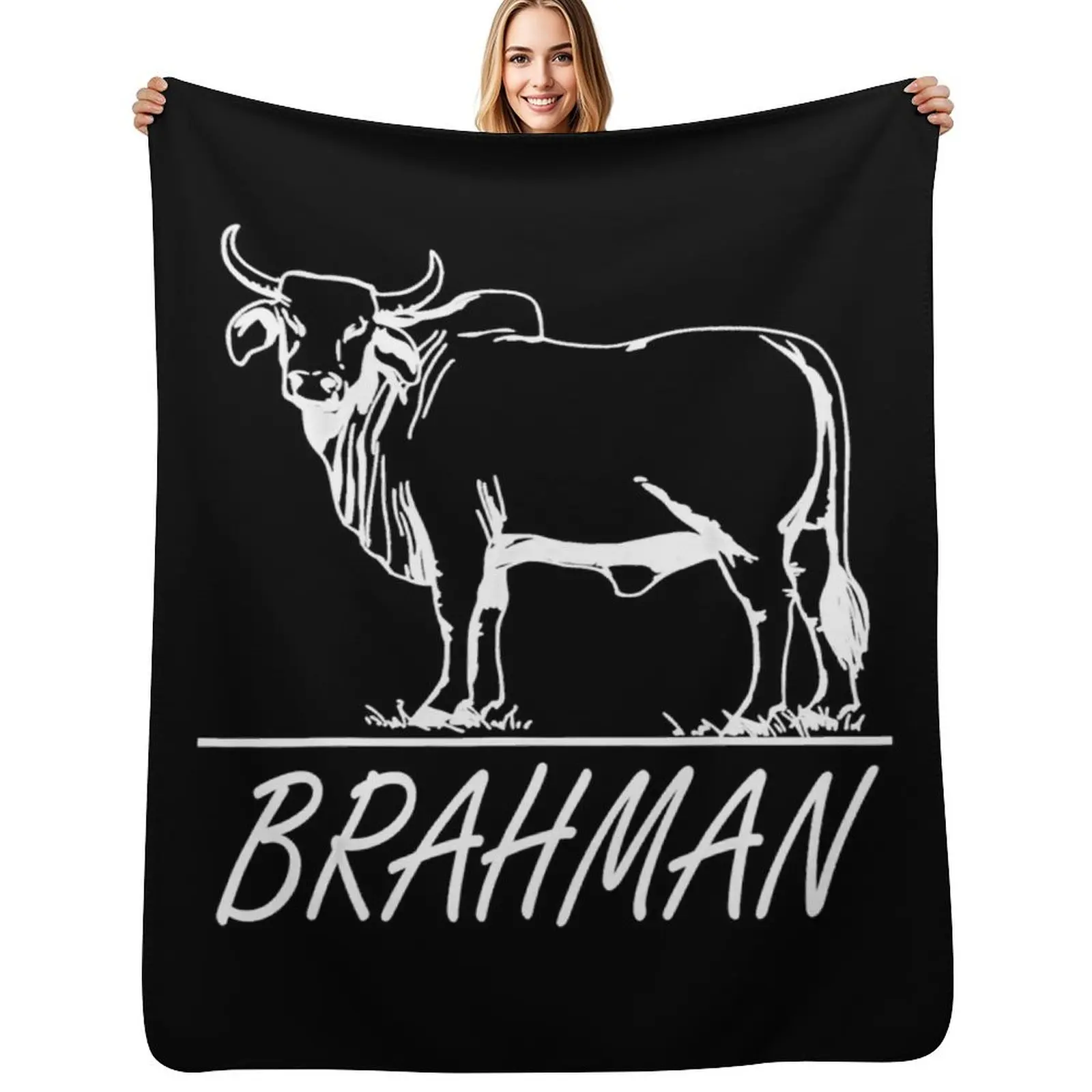 Manta de lana de vaca Brahman con diseño de ganado zebú, toros Brahma y rendimiento de leche de vaca Brahman, cálida para siesta en oficina, sofá o cama.
