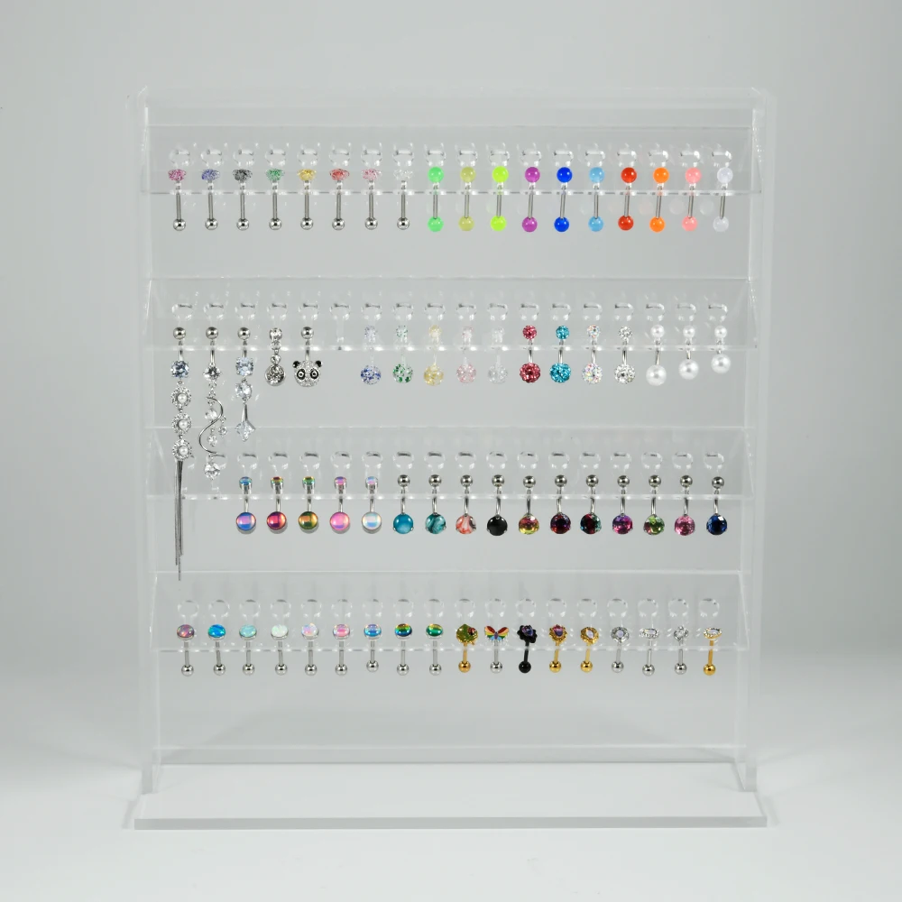 1pcs Clear Acrylic 72Holes 4Layers Strong Display Stand Earring Belly Button Ring Lip Tongue Body Piercing Jewelry Solid Stand