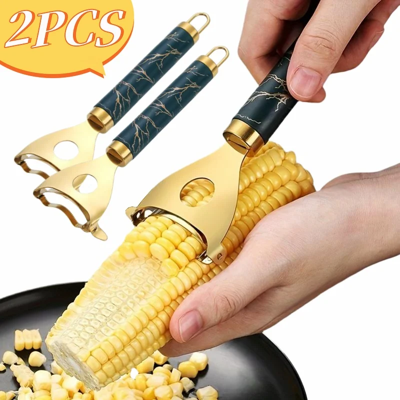 New Stainless Steel Corn Stripper Manual Corn Planer Household Corn Kernel Peeler Tool with Hooks Kitchen Gadgets Accessories