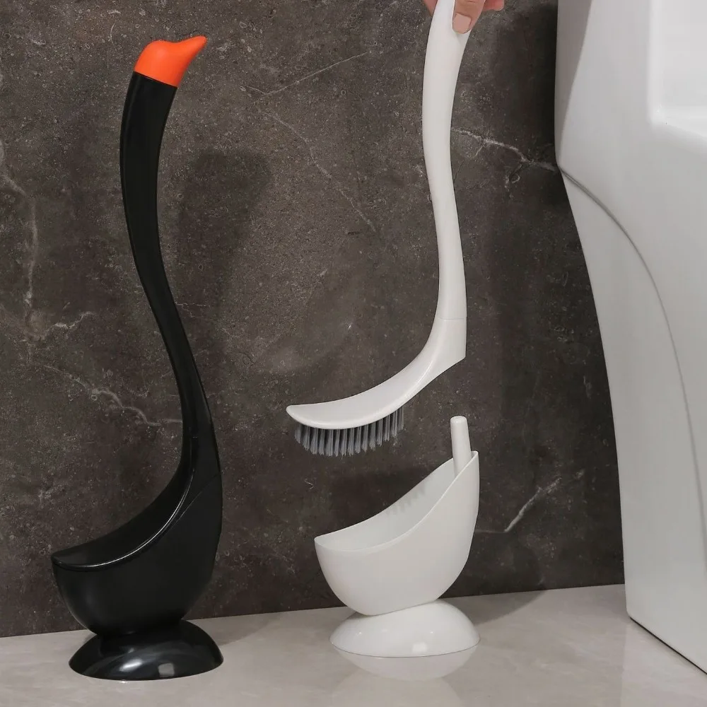 

Swan Shape Long Handle Toilet Brush Cartoon Dense Bristle Head Toilet Plunger Household Plastic Toilet Cleaning Brush Home Use