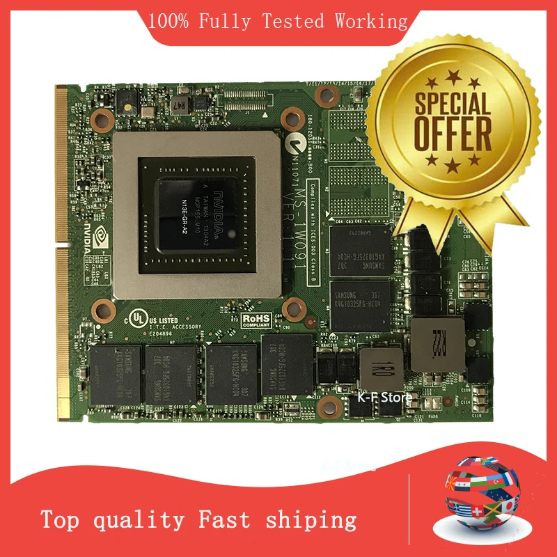 MS-1W091 VER:1.1 N13E-GR-A2 GTX 670MX 1.5GB 3GB GPU GDDR5 Video VGA CARD Original FOR MSI GT70 GT60 100% Tested Fast Ship