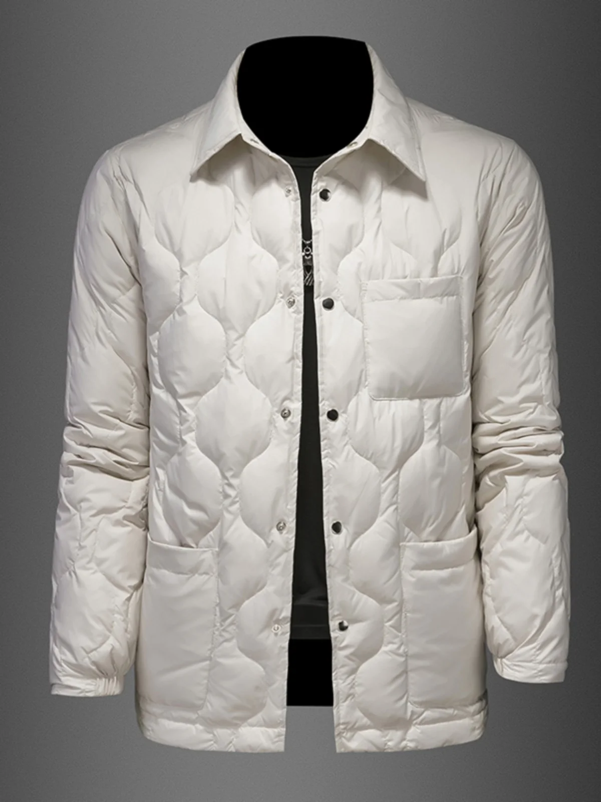 

Мужская легкая приталенная куртка из гусиного пуха с воротником-стойкой, повседневная, деловая, теплая верхняя одежда с длинными рукавами