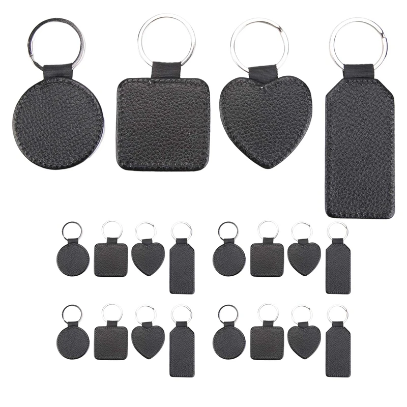 

20 Pieces Sublimation Blank Keychains PU Leather Keychain Pendant Heat Transfer Keychain Ornament For DIY Crafts Making