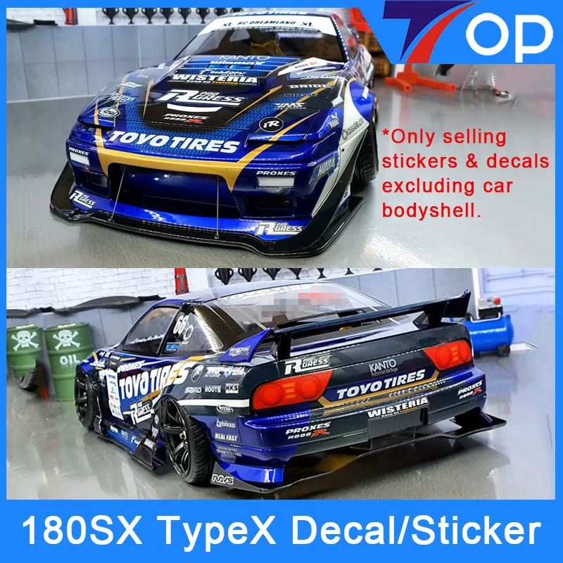 

1/10 N1SSAN 180SX Type X Rocket Bunny Scale RC Remote Control Car Decal Sticker Label Upgrade