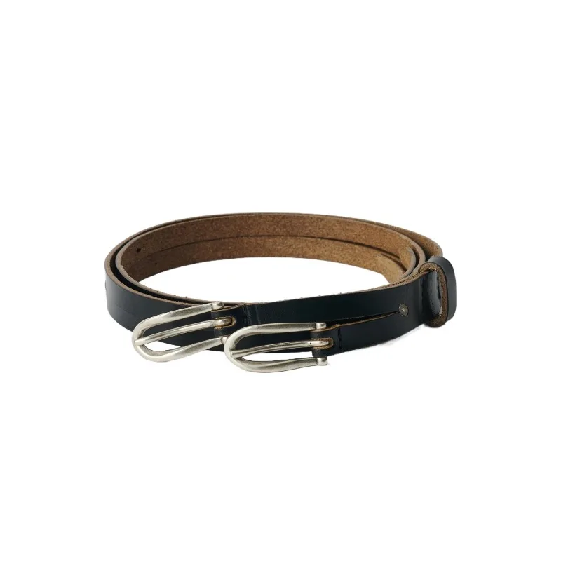 High Street Our Legacy Unisex Double-buckle Leather Belt Men Women Belts Apparel Accessories