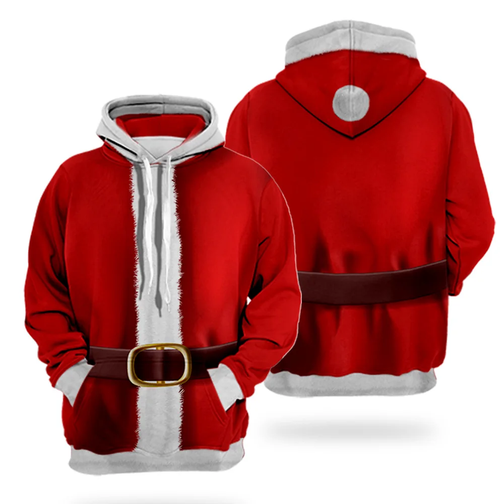 

2023 Santa Claus Festival Parent-child Clothing Cosplay Tops Polyester 3D Printed Long Sleeve Pullover Unisex Christmas Hoodie