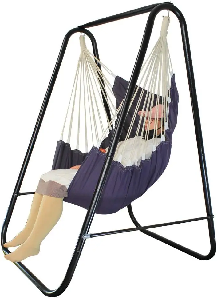 

Hammock Chair Stand,Include Large Hanging Indoor Swing,MAX Load 500 LBS, Heavy-Duty Steel Hammock Stand for Indoor Outdoor(Grey)