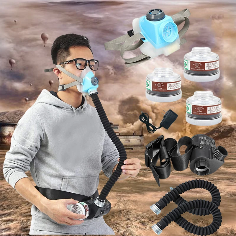 Air Supply Respirator Oil Fume Spray Paint Chemical Dust Protective Mask 8 In 1 Portable Rechargeable Type Electric Respirator