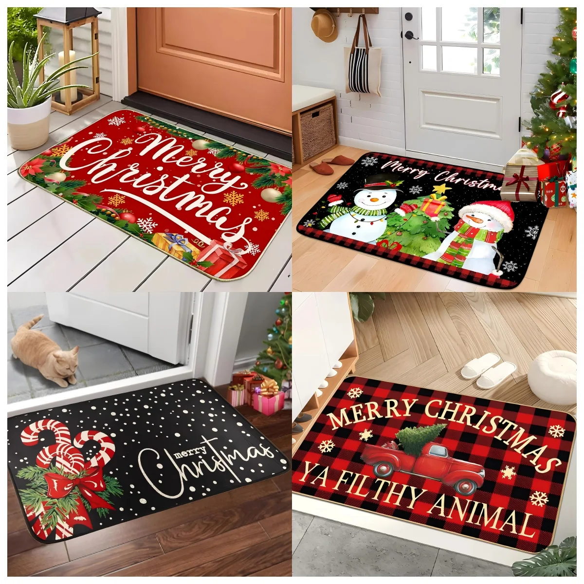 ممسحة VIKAMA لعيد الميلاد، سجادة تزيين عيد الميلاد المجيد، سجادة دخول داخلية/خارجية، ديكور منزلي متين وسهل التنظيف #1