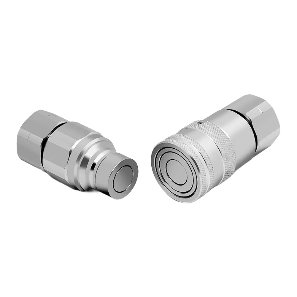 Flat Face Hydraulic Quick Coupler with NPT Thread Options for Integration into Agricultural Construction and Mining Equipment