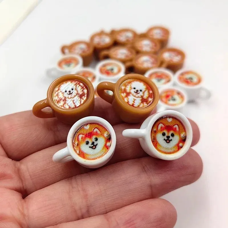 10 قطعة جديد الحيوان الكلب الثعلب فنجان القهوة Charms لصنع المجوهرات النتائج الراتنج المشروبات المعلقات Charm ل المفاتيح القرط #2