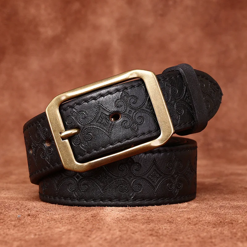 Genuine Leather Belt NEW Men Pin Buckle Belt Brand Design Strap Ceinture Hommes Waistband Male,Leather Belt for Men Width:3.8cm