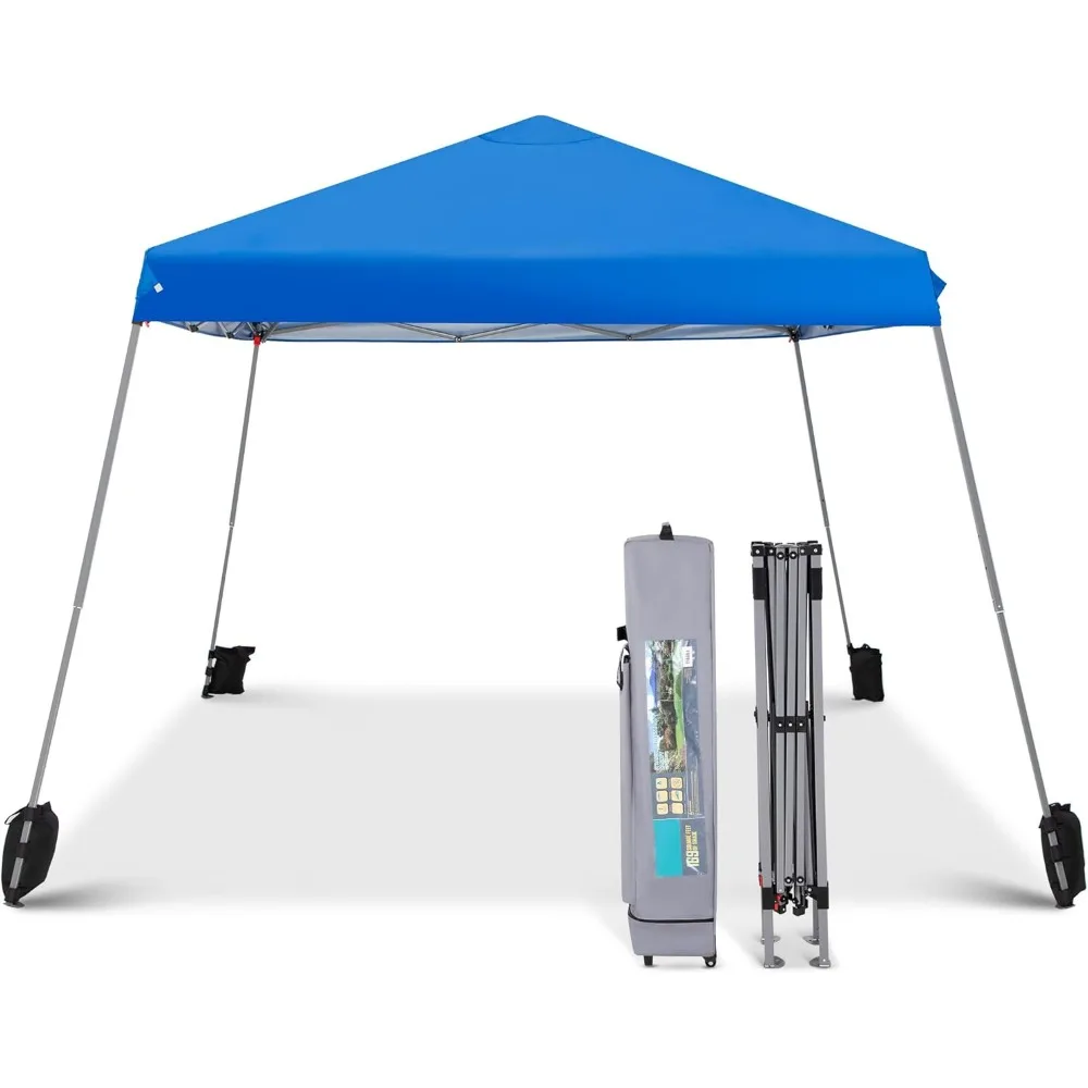 12x12 ft Pop Up Canopy Tent, Easy Up Instant Outdoor Canopy with Slant Legs, Wheeled Carry Bag, 4 Sandbags, 4 Ropes & 8 Stakes(1