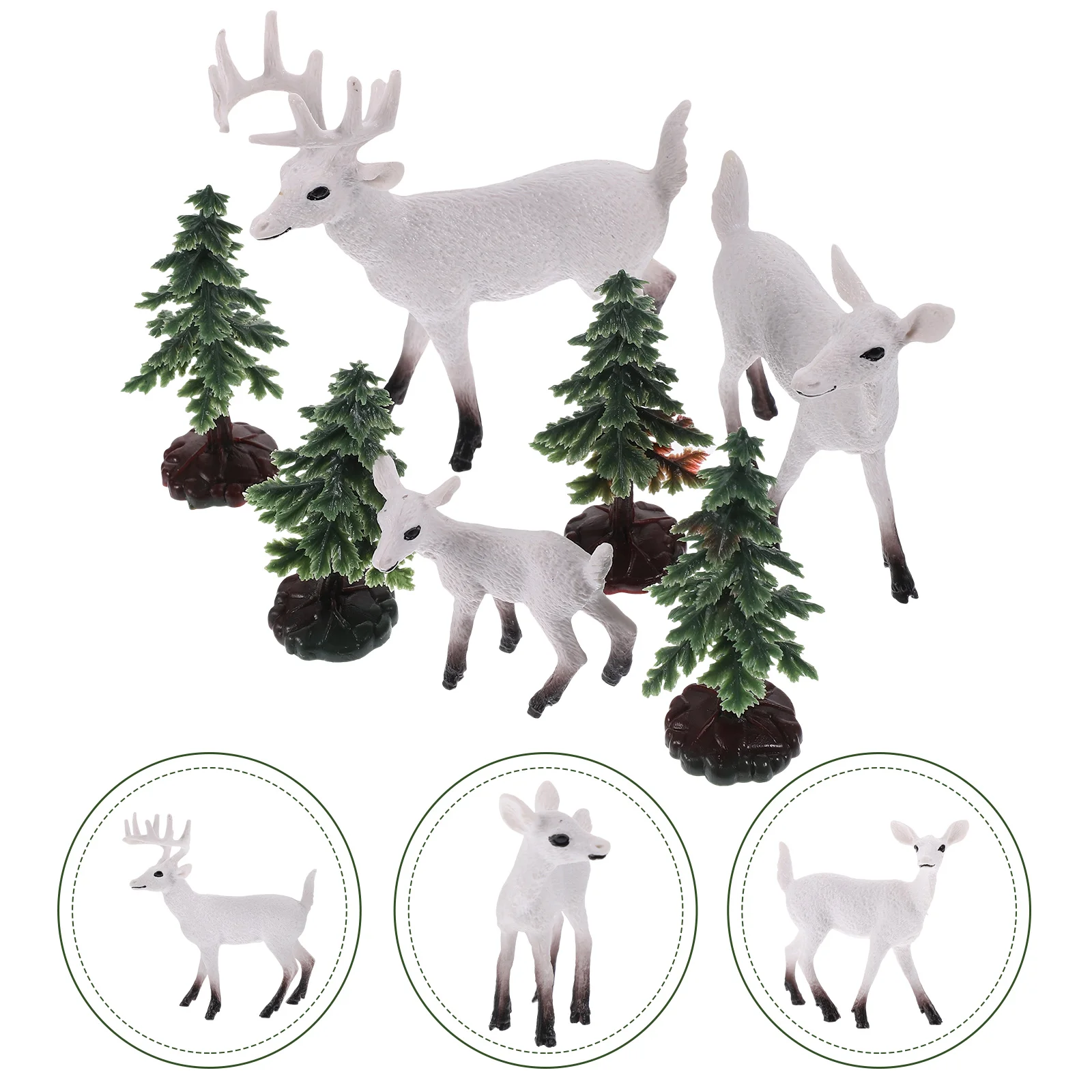 

Toy Deer Dollhouse Christmas Decorations Sand Table DIY Model Animal Toys Miniature Trees for Crafts