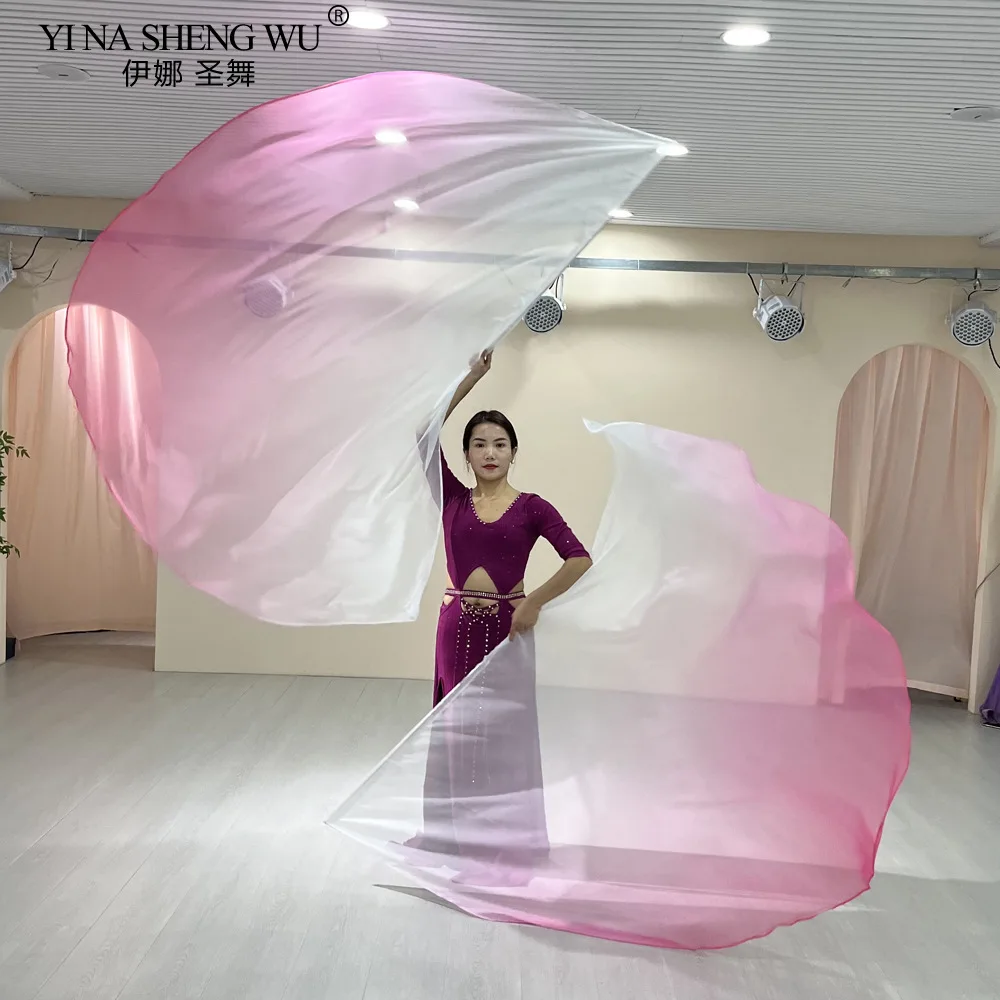 Dance Props Gradient Half-circle Flag Colorful Gauze Scarf Multi-color with Telescopic Stick Sports Meeting Stage Performance Pr