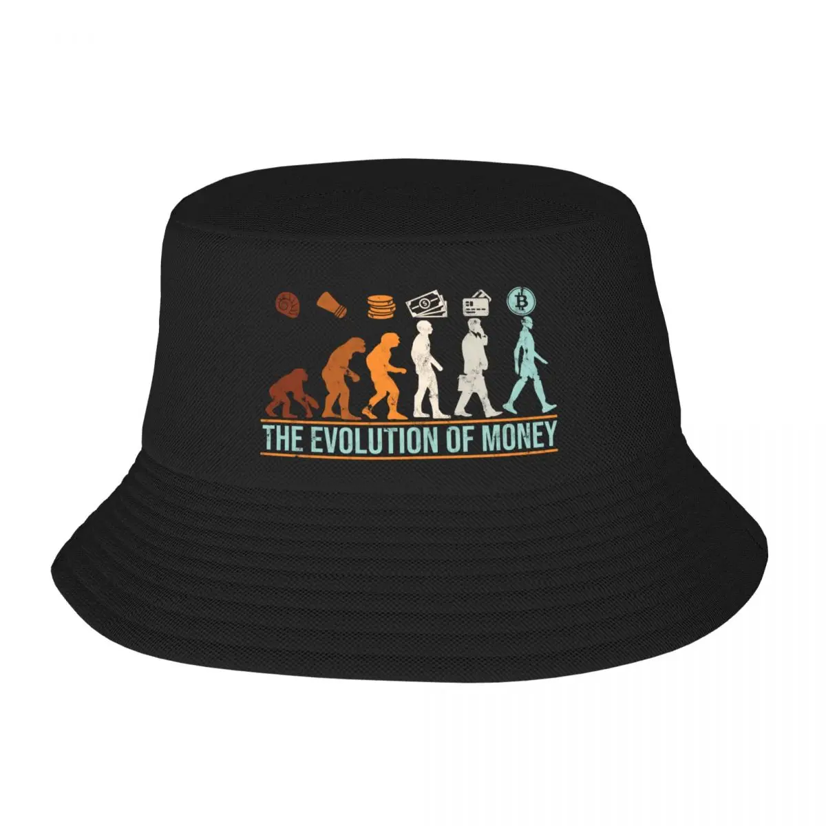 Custom Unisex Evolution Of Money Bitcoin Bucket Hat Travel Beach BTC Crypto Coins Summer Fishing Hats