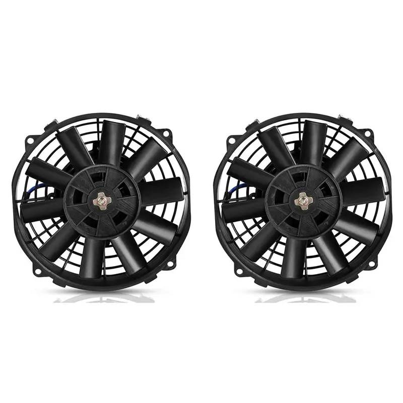 

2X Universal Slim Fan Push Pull Electric Radiator Inhale Cooling Fans 12V 80W Engine Fan With Mount Kit(Diameter 12Inch)