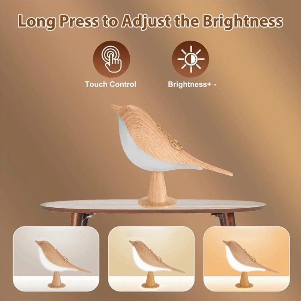 

3 Color Temperature Small Desk Lamp Touch Sensor 3-Levels Dimmable Bird Lamp Bedside Lamps USB Art Decor Cordless Lamp Bedroom