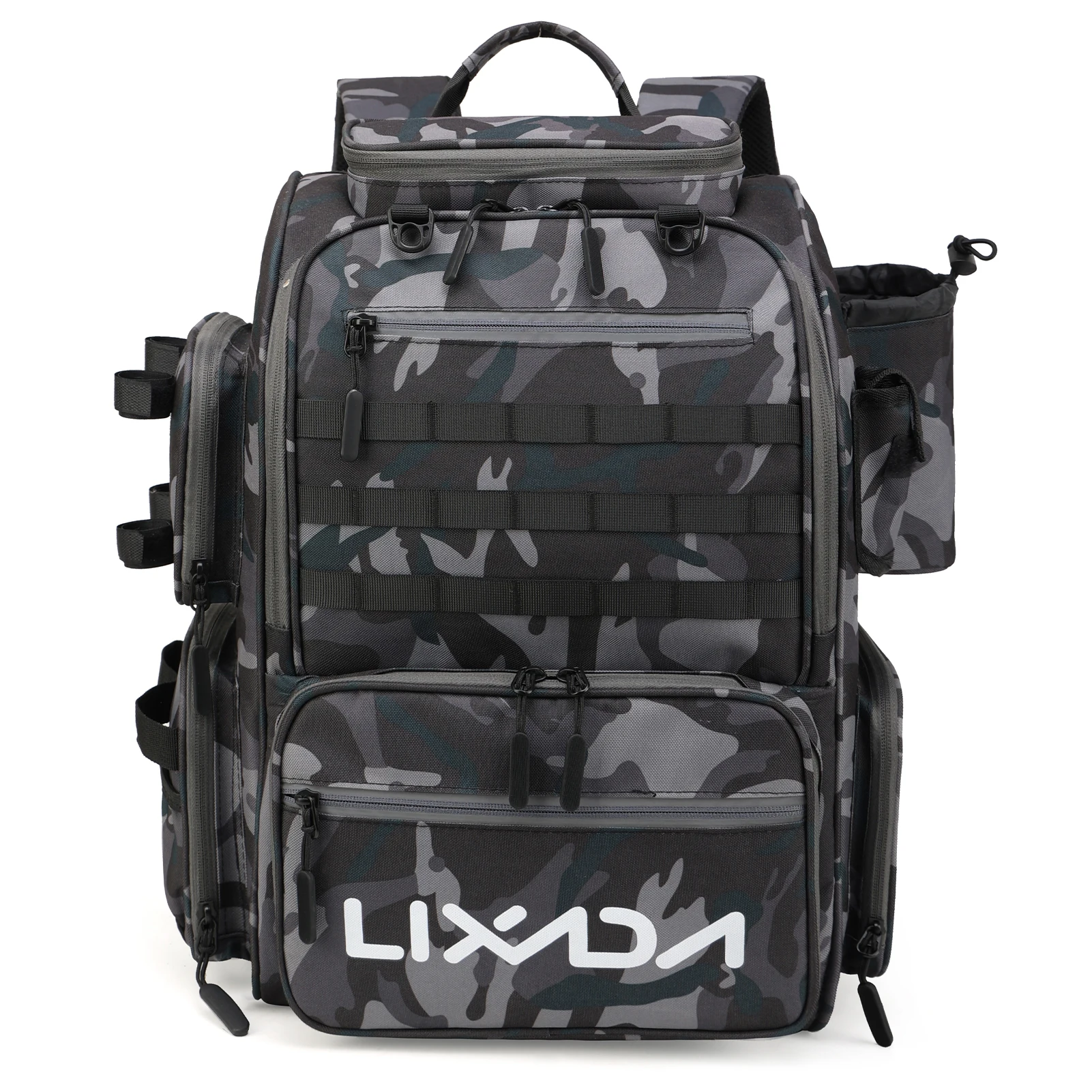 Lixada Fishing Backpack Waterproof Fishing Tackle Storage Bag with 4 Trays and Rain Cover